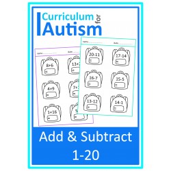 Add & Subtract 1-20 Backpack Worksheets